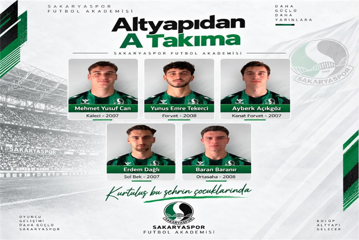 Altyapıda 5 yıldız keşfedildi: Sakarya’nın evlatları A Takım’a imza attı