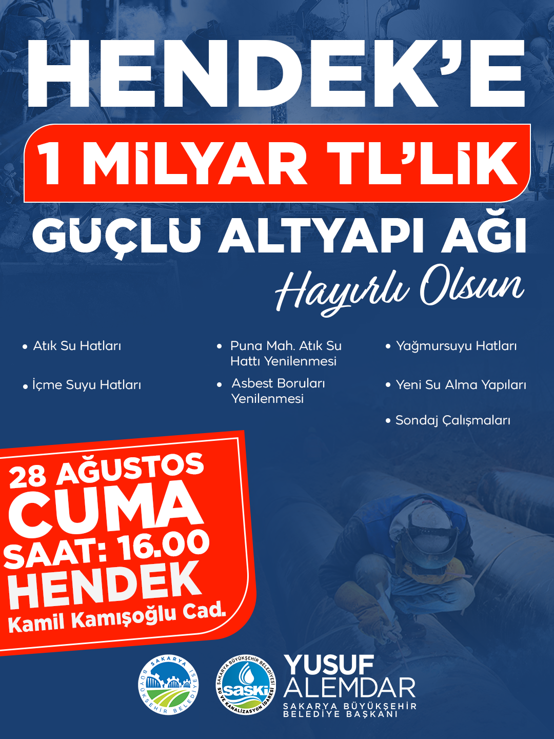 Hendek tarihi altyapı yatırımı ile buluşuyor: Altyapı hatları, su alma yapıları, sondajlar…