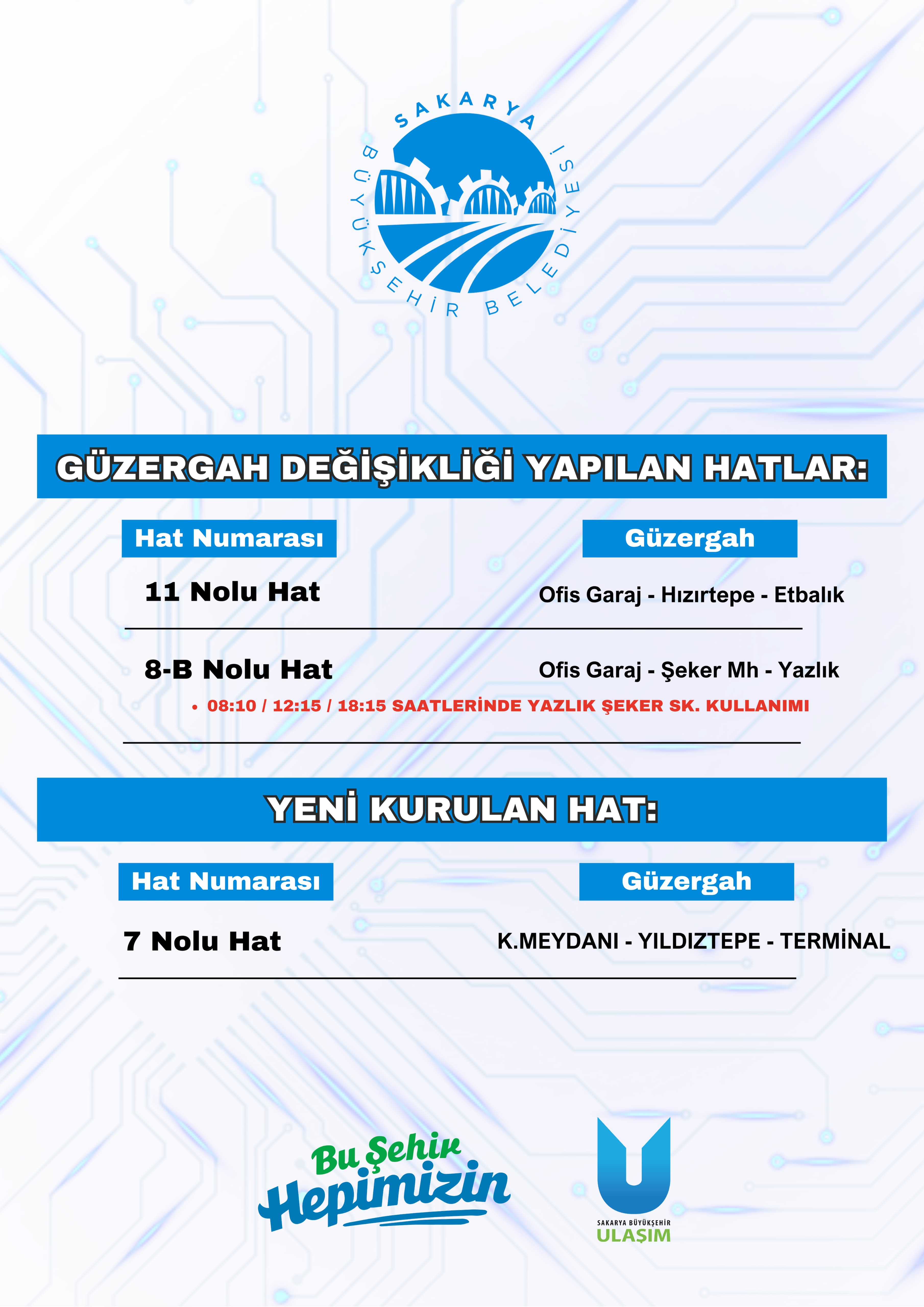 Büyükşehir’den 3 toplu taşıma hattında yeni düzenleme