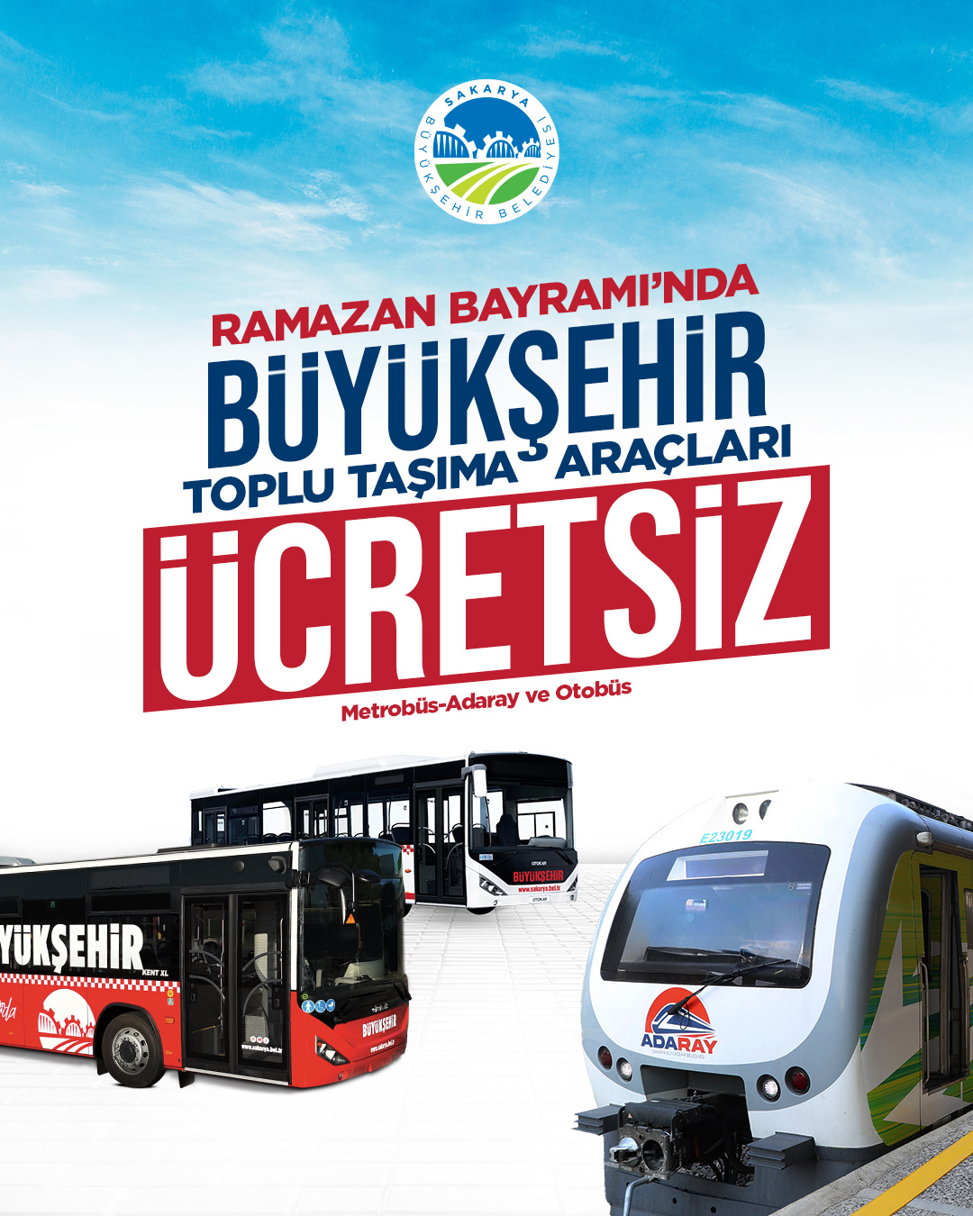 Büyükşehir ile ulaşım bayram boyunca ücretsiz olacak